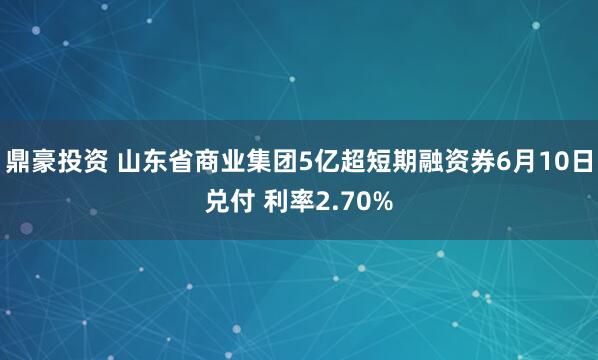 鼎豪投资 山东省商业集团5亿超短期融资券6月10日兑付 利率2.70%